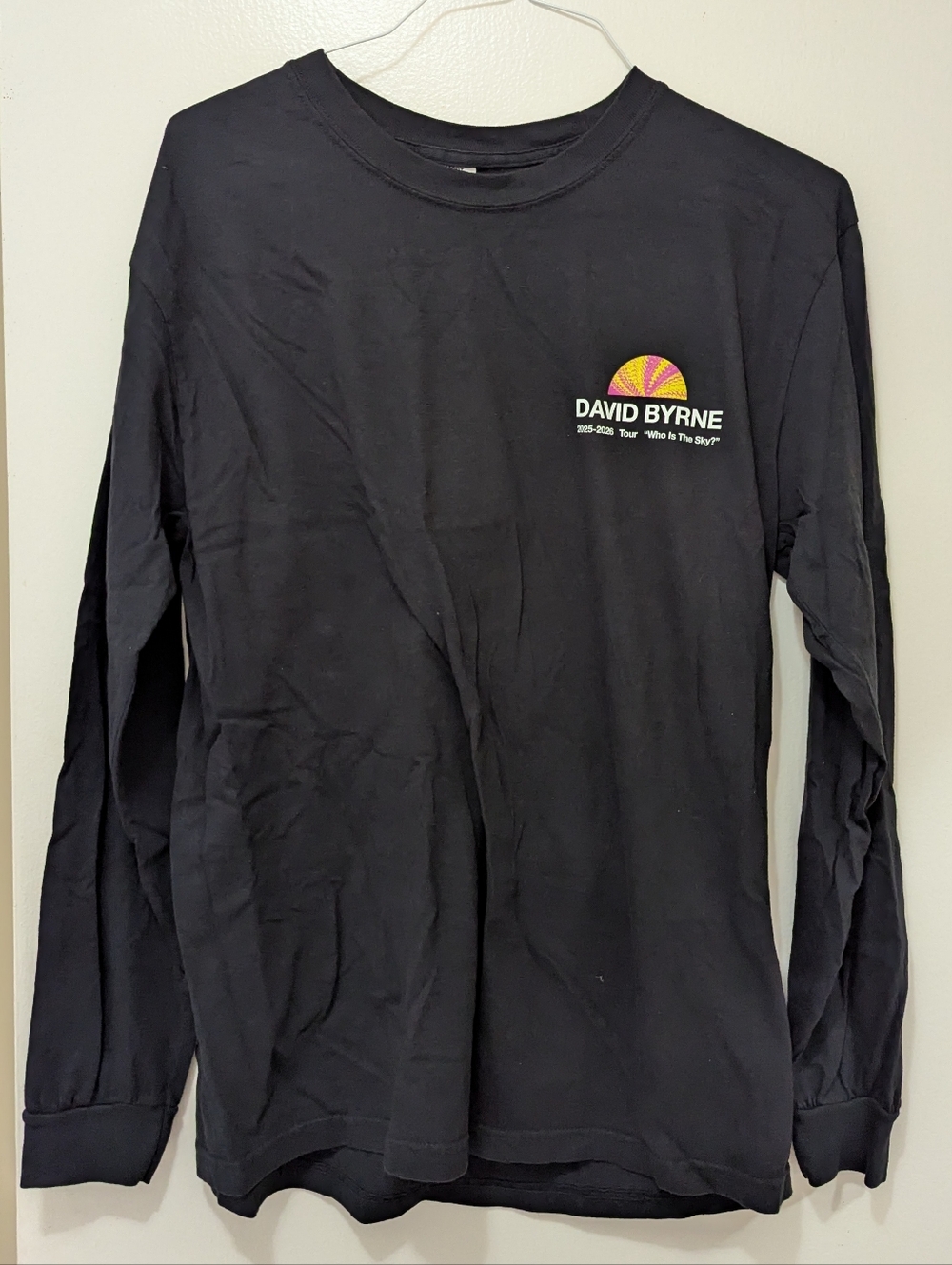 David Byrne Black Long Sleeve Tee with Sunset Logo Brand New